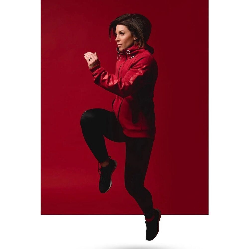 Flag Nor Fail Unisex Full Zip Performance Fleece Hoodie in Red Size Small
